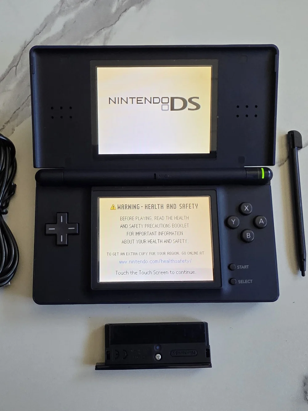 Nintendo Ds Lite In Navy Blue With Charger And Stylus